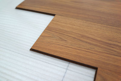 High angle view of paper on table