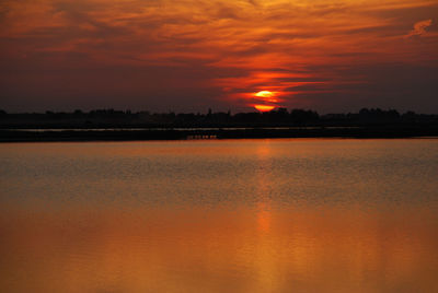 Scenic view of sunset over river