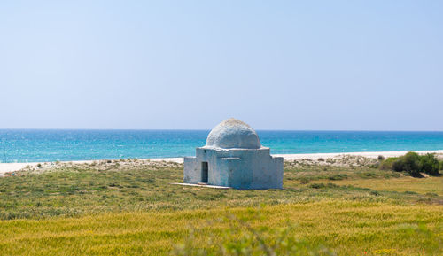 Scenic view of sea against clear sky