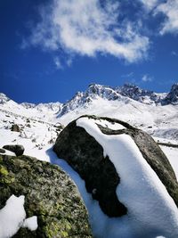 Snow covered mountain against sky