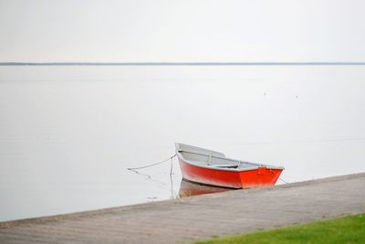 Boat moored on sea