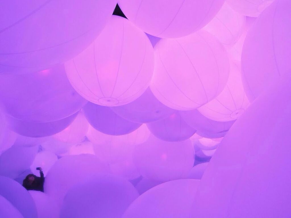 full frame, backgrounds, multi colored, abundance, large group of objects, variation, pattern, indoors, abstract, pink color, colorful, blue, no people, shape, decoration, close-up, low angle view, design, mid-air, balloon