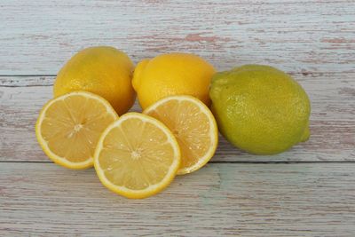 High angle view of fruits on table