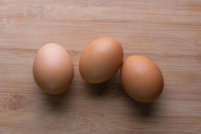 High angle view of eggs on table