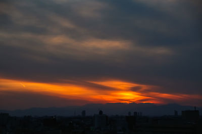 Silhouette buildings against sky during sunset