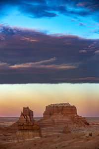 Utah rock formation with approaching storm