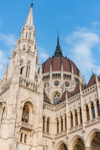 Beautiful architecture of famous hungarian parliament building in budapest, hungary