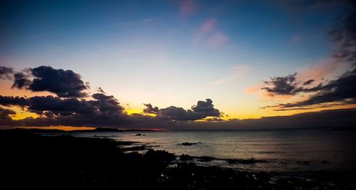 Scenic view of sea against cloudy sky