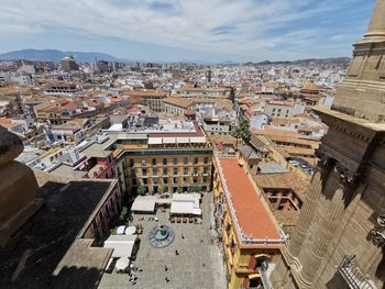 Aerial view of the historic center of malaga, spain.
