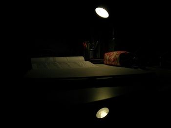 Lamp post in dark room