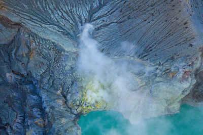 Aerial view of volcanic mountain