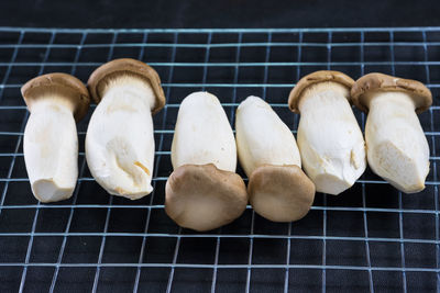 High angle view of eryngii mushrooms