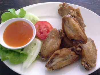 Close-up of food in plate on table