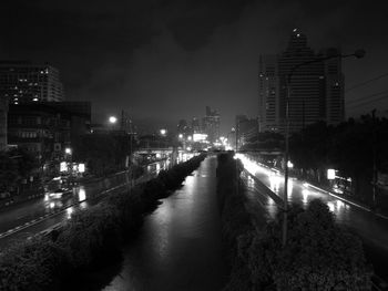 View of city at night