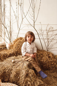 Children at easter with rabbits and ducks