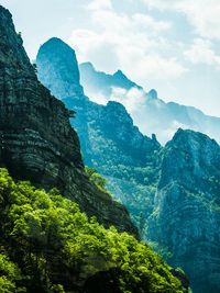 Low angle view of mountains against sky