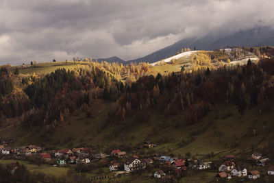 Aerial view of townscape against sky