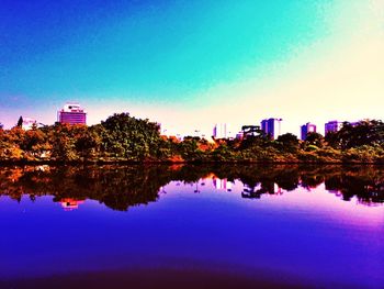 Reflection of buildings in water