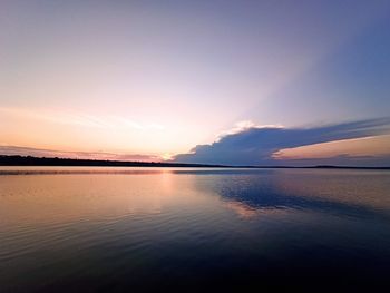 Scenic view of sea against sky at sunset