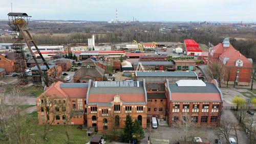 High angle view of townscape against sky