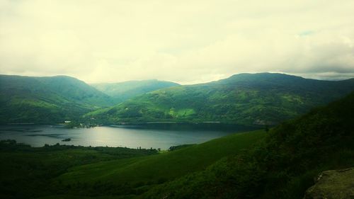 Scenic view of lake and mountains