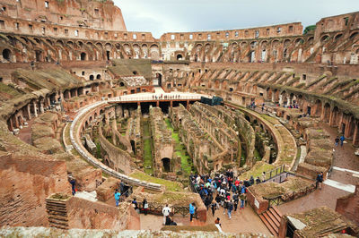 High angle view of tourists in rome