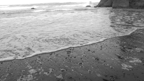 Close-up of beach against sky