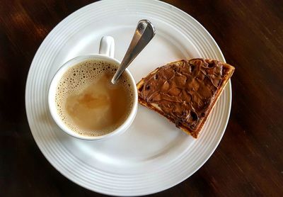 High angle view of coffee on table