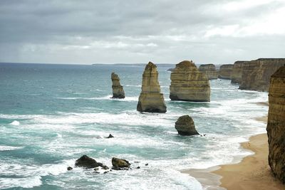 Scenic view of sea against cloudy sky