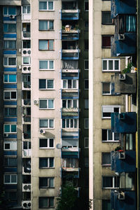 Facade of a large housing block with many old balconies in sarajevo 