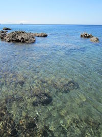 Scenic view of sea against clear sky