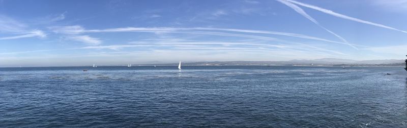 Scenic view of sea against blue sky