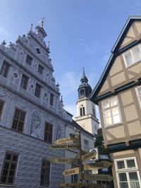 Low angle view of buildings against sky