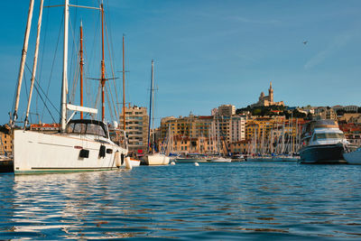 Marseille old port with yachts. marseille, france