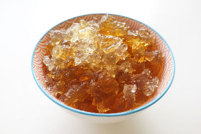 High angle view of ice cream in bowl