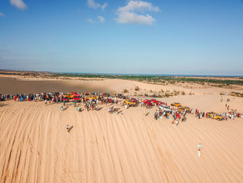 High angle view of people on beach