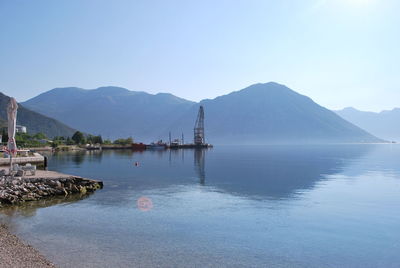 Scenic view of lake against clear sky