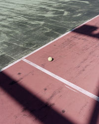 High angle view of ball on bed