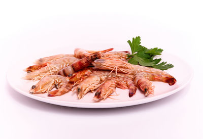 High angle view of meat in plate