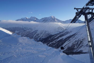 Snow covered mountains against sky