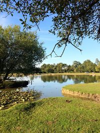 Scenic view of lake against sky