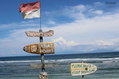 Warning sign on beach