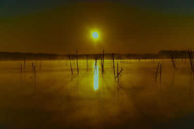 Scenic view of sunset over river