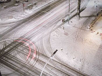 High angle view of railroad tracks