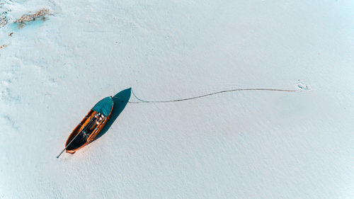 High angle view of boat in sea