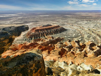 Rock formations on landscape against sky