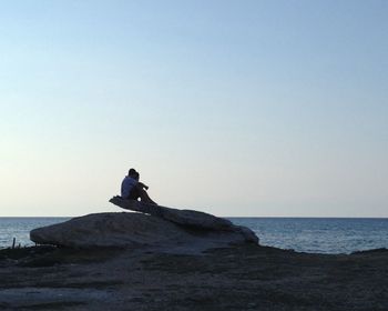 Scenic view of sea against clear sky