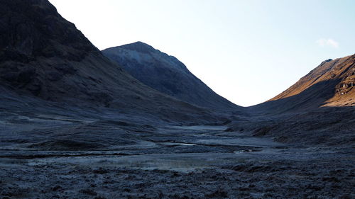 Scenic view of mountains against clear sky