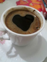 Close-up of coffee cup on table