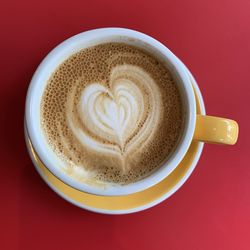 Directly above shot of cappuccino coffee
